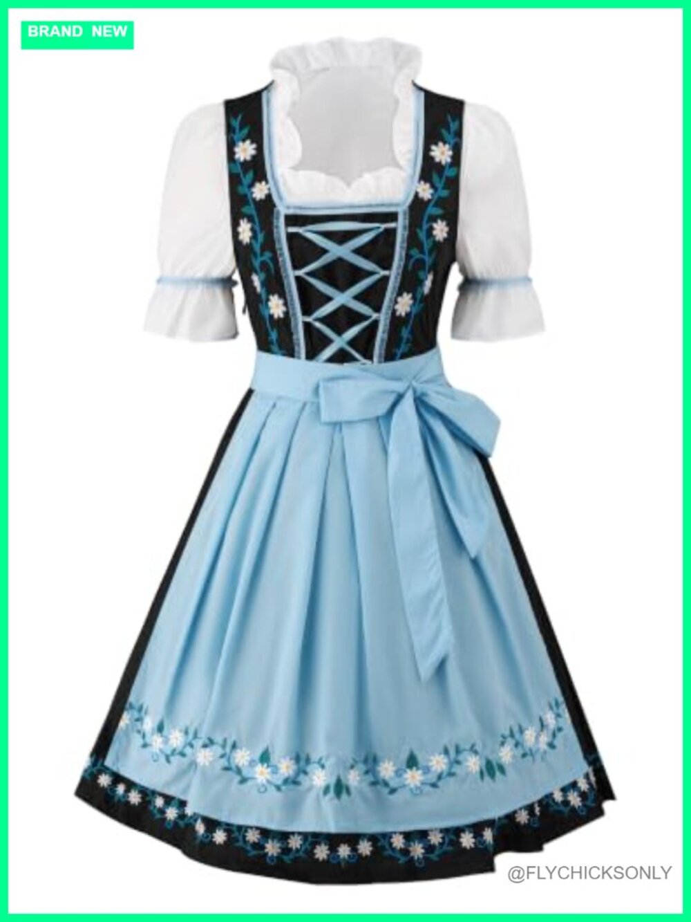 Oktoberfest Dirndl Costume 3-Piece Women's German Bavarian Dress with Apron
